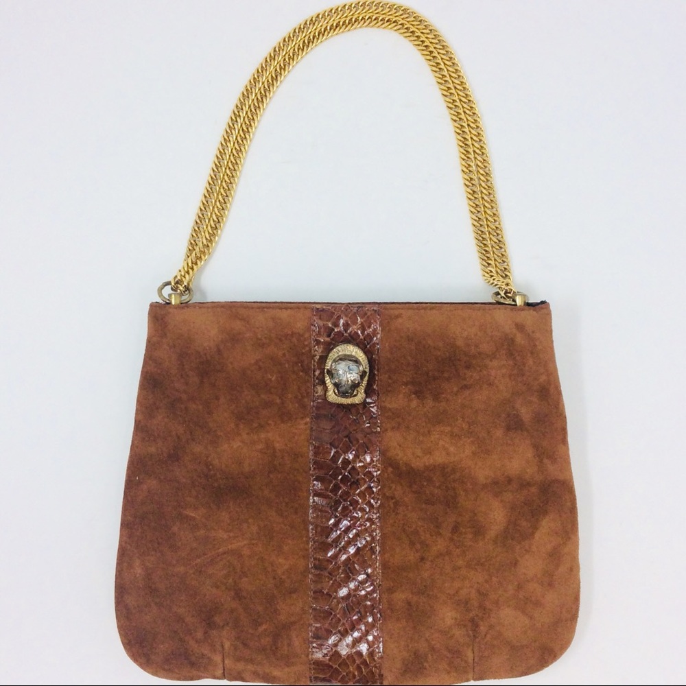 Vintage Ruth Saltz Suede Gold Chain Handbag Purse